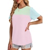 image:imageWIHOLL Womens Fashion 2026 Color Block Shirts Short Sleeve Knitted Summer Fall Tops Casual TrendyPink Blue