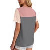 image:imageWIHOLL Womens Fashion 2026 Color Block Shirts Short Sleeve Knitted Summer Fall Tops Casual TrendyPink Gray