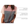 image:imageWIHOLL Womens Fashion 2026 Color Block Shirts Short Sleeve Knitted Summer Fall Tops Casual TrendyPink Gray