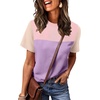 image:imageWIHOLL Womens Fashion 2026 Color Block Shirts Short Sleeve Knitted Summer Fall Tops Casual TrendyPurple