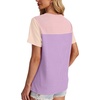 image:imageWIHOLL Womens Fashion 2026 Color Block Shirts Short Sleeve Knitted Summer Fall Tops Casual TrendyPurple