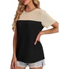 image:imageWIHOLL Womens Fashion 2026 Color Block Shirts Short Sleeve Knitted Summer Fall Tops Casual TrendyUmber Black