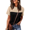 image:imageWIHOLL Womens Fashion 2026 Color Block Shirts Short Sleeve Knitted Summer Fall Tops Casual TrendyUmber Black