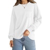 image:imageWIHOLL Womens Long Sleeve Shirts Fall Tops Casual Crewneck Loose with Pocket Trendy ClothesBasic White
