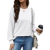 image:imageWIHOLL Womens Long Sleeve Shirts Fall Tops Casual Crewneck Loose with Pocket Trendy ClothesBasic White