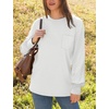 image:imageWIHOLL Womens Long Sleeve Shirts Fall Tops Casual Crewneck Loose with Pocket Trendy ClothesBasic White
