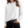 image:imageWIHOLL Womens Long Sleeve Shirts Fall Tops Casual Crewneck Loose with Pocket Trendy ClothesBasic White
