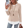 image:imageWIHOLL Womens Long Sleeve Shirts Lightweight Sweaters Tunic Tops Fall Outfits 2026 Color Block Fashion ClothingApricot