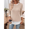 image:imageWIHOLL Womens Long Sleeve Shirts Lightweight Sweaters Tunic Tops Fall Outfits 2026 Color Block Fashion ClothingApricot