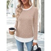 image:imageWIHOLL Womens Long Sleeve Shirts Lightweight Sweaters Tunic Tops Fall Outfits 2026 Color Block Fashion ClothingApricot