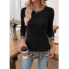 image:imageWIHOLL Womens Long Sleeve Shirts Lightweight Sweaters Tunic Tops Fall Outfits 2026 Color Block Fashion ClothingBlack  Leopard Print