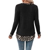 image:imageWIHOLL Womens Long Sleeve Shirts Lightweight Sweaters Tunic Tops Fall Outfits 2026 Color Block Fashion ClothingBlack  Leopard Print