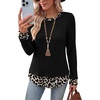 image:imageWIHOLL Womens Long Sleeve Shirts Lightweight Sweaters Tunic Tops Fall Outfits 2026 Color Block Fashion ClothingBlack  Leopard Print