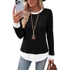 image:imageWIHOLL Womens Long Sleeve Shirts Lightweight Sweaters Tunic Tops Fall Outfits 2026 Color Block Fashion ClothingBlack  White