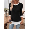 image:imageWIHOLL Womens Long Sleeve Shirts Lightweight Sweaters Tunic Tops Fall Outfits 2026 Color Block Fashion ClothingBlack  White