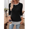 image:imageWIHOLL Womens Long Sleeve Shirts Lightweight Sweaters Tunic Tops Fall Outfits 2026 Color Block Fashion ClothingBlackstriped