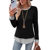 image:imageWIHOLL Womens Long Sleeve Shirts Lightweight Sweaters Tunic Tops Fall Outfits 2026 Color Block Fashion ClothingBlackstriped