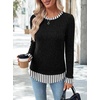 image:imageWIHOLL Womens Long Sleeve Shirts Lightweight Sweaters Tunic Tops Fall Outfits 2026 Color Block Fashion ClothingBlackstriped