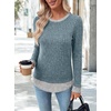 image:imageWIHOLL Womens Long Sleeve Shirts Lightweight Sweaters Tunic Tops Fall Outfits 2026 Color Block Fashion ClothingBlue