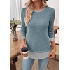 image:imageWIHOLL Womens Long Sleeve Shirts Lightweight Sweaters Tunic Tops Fall Outfits 2026 Color Block Fashion ClothingBlue