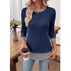 image:imageWIHOLL Womens Long Sleeve Shirts Lightweight Sweaters Tunic Tops Fall Outfits 2026 Color Block Fashion ClothingBluestriped