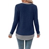 image:imageWIHOLL Womens Long Sleeve Shirts Lightweight Sweaters Tunic Tops Fall Outfits 2026 Color Block Fashion ClothingBluestriped