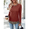 image:imageWIHOLL Womens Long Sleeve Shirts Lightweight Sweaters Tunic Tops Fall Outfits 2026 Color Block Fashion ClothingCaramel