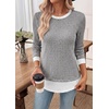 image:imageWIHOLL Womens Long Sleeve Shirts Lightweight Sweaters Tunic Tops Fall Outfits 2026 Color Block Fashion ClothingGray