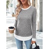 image:imageWIHOLL Womens Long Sleeve Shirts Lightweight Sweaters Tunic Tops Fall Outfits 2026 Color Block Fashion ClothingGray