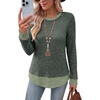 image:imageWIHOLL Womens Long Sleeve Shirts Lightweight Sweaters Tunic Tops Fall Outfits 2026 Color Block Fashion ClothingGreen