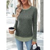 image:imageWIHOLL Womens Long Sleeve Shirts Lightweight Sweaters Tunic Tops Fall Outfits 2026 Color Block Fashion ClothingGreen
