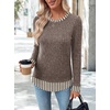 image:imageWIHOLL Womens Long Sleeve Shirts Lightweight Sweaters Tunic Tops Fall Outfits 2026 Color Block Fashion ClothingKhakistriped