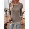 image:imageWIHOLL Womens Long Sleeve Shirts Lightweight Sweaters Tunic Tops Fall Outfits 2026 Color Block Fashion ClothingKhakistriped