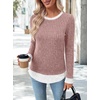 image:imageWIHOLL Womens Long Sleeve Shirts Lightweight Sweaters Tunic Tops Fall Outfits 2026 Color Block Fashion ClothingPink