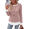 image:imageWIHOLL Womens Long Sleeve Shirts Lightweight Sweaters Tunic Tops Fall Outfits 2026 Color Block Fashion ClothingPink