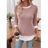 image:imageWIHOLL Womens Long Sleeve Shirts Lightweight Sweaters Tunic Tops Fall Outfits 2026 Color Block Fashion ClothingPink
