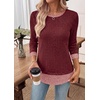image:imageWIHOLL Womens Long Sleeve Shirts Lightweight Sweaters Tunic Tops Fall Outfits 2026 Color Block Fashion ClothingRed
