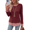 image:imageWIHOLL Womens Long Sleeve Shirts Lightweight Sweaters Tunic Tops Fall Outfits 2026 Color Block Fashion ClothingRed