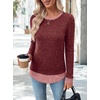 image:imageWIHOLL Womens Long Sleeve Shirts Lightweight Sweaters Tunic Tops Fall Outfits 2026 Color Block Fashion ClothingRed