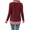 image:imageWIHOLL Womens Long Sleeve Shirts Lightweight Sweaters Tunic Tops Fall Outfits 2026 Color Block Fashion ClothingRed