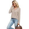 image:imageWIHOLL Womens Long Sleeve Tops V Neck Lace Trim Dressy Casual Fall Outfits SweatersBeige