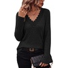 image:imageWIHOLL Womens Long Sleeve Tops V Neck Lace Trim Dressy Casual Fall Outfits SweatersBlack