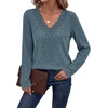image:imageWIHOLL Womens Long Sleeve Tops V Neck Lace Trim Dressy Casual Fall Outfits SweatersBlue