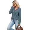 image:imageWIHOLL Womens Long Sleeve Tops V Neck Lace Trim Dressy Casual Fall Outfits SweatersBlue