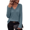 image:imageWIHOLL Womens Long Sleeve Tops V Neck Lace Trim Dressy Casual Fall Outfits SweatersBlue