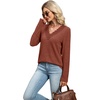 image:imageWIHOLL Womens Long Sleeve Tops V Neck Lace Trim Dressy Casual Fall Outfits SweatersCaramel