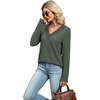 image:imageWIHOLL Womens Long Sleeve Tops V Neck Lace Trim Dressy Casual Fall Outfits SweatersDarkgreen