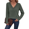 image:imageWIHOLL Womens Long Sleeve Tops V Neck Lace Trim Dressy Casual Fall Outfits SweatersDarkgreen