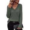 image:imageWIHOLL Womens Long Sleeve Tops V Neck Lace Trim Dressy Casual Fall Outfits SweatersDarkgreen