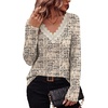 image:imageWIHOLL Womens Long Sleeve Tops V Neck Lace Trim Dressy Casual Fall Outfits SweatersPrint
